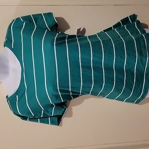 New with tags NY&C brand women T Shirt in XS green with horizontal white stripes